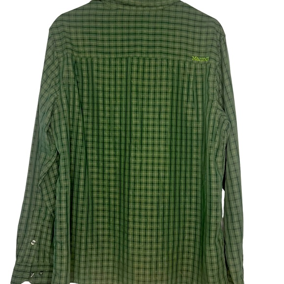 MARMOT Long Sleeve Men’s Large Green Plaid Button Down Shirt - Picture 5 of 5